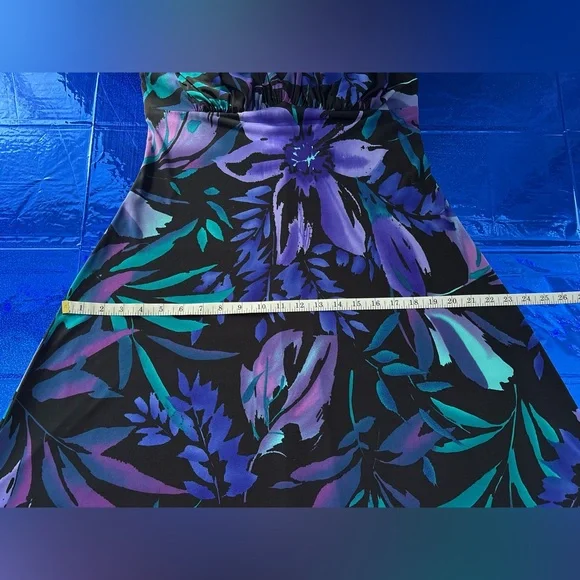 Connected Apparel Black Purple and Blue Floral Dress - Picture 9 of 11